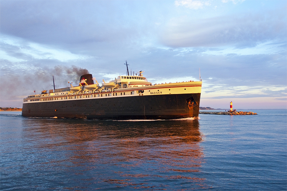 SS Badger ferry at sea — passenger and vehicle vessel